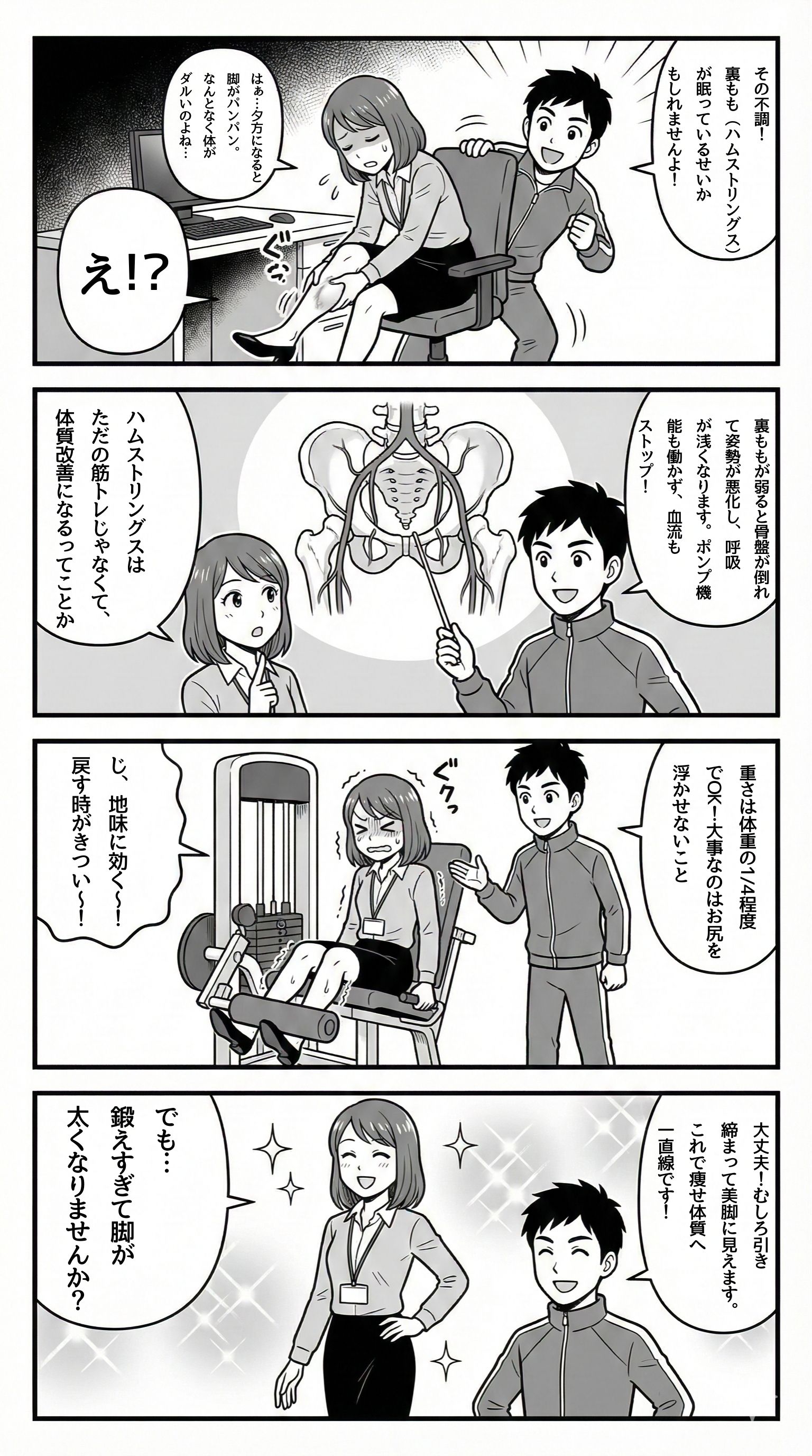 ハムストリングスの4コマ漫画