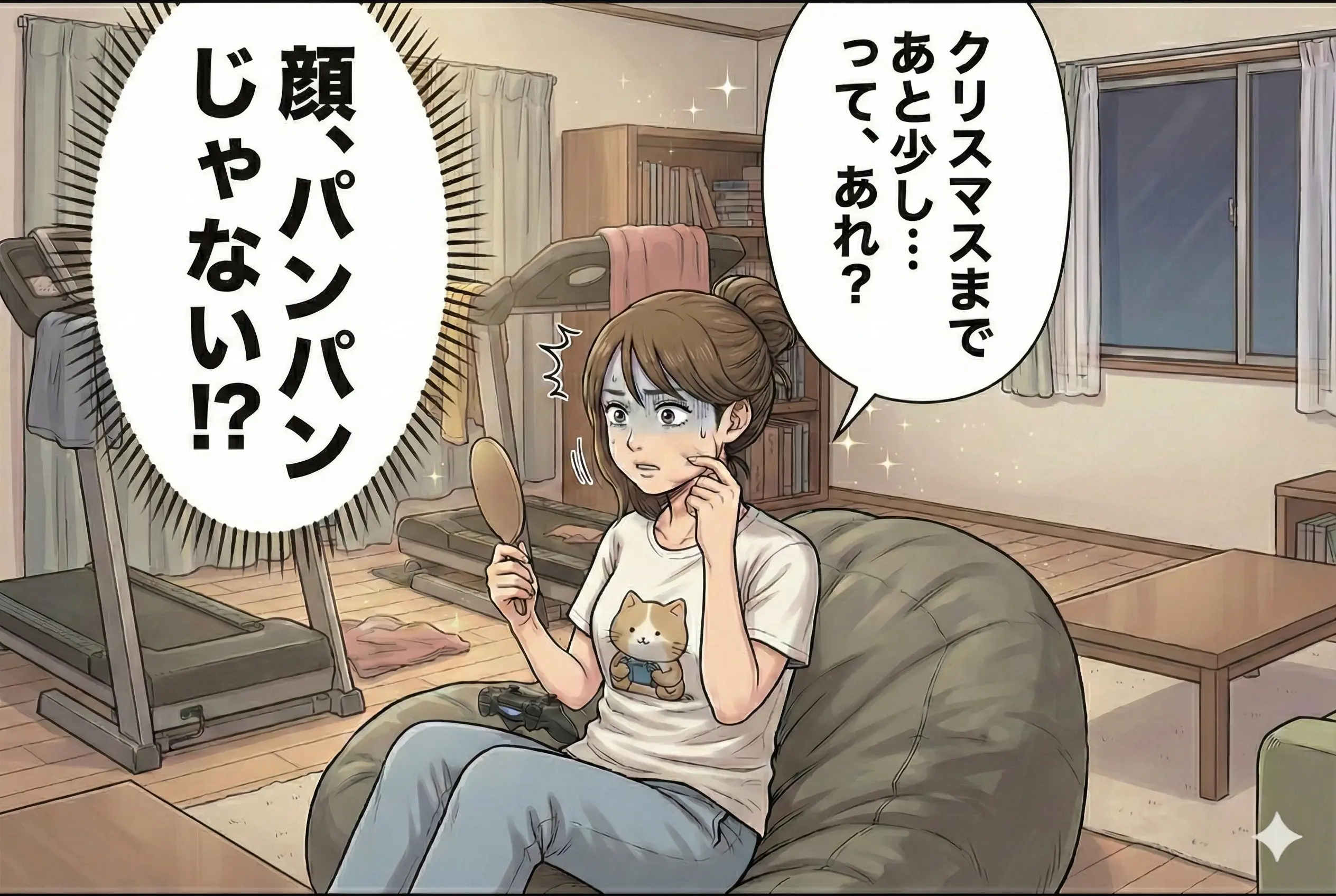 クリスマス 顔むくみ 1コマ漫画