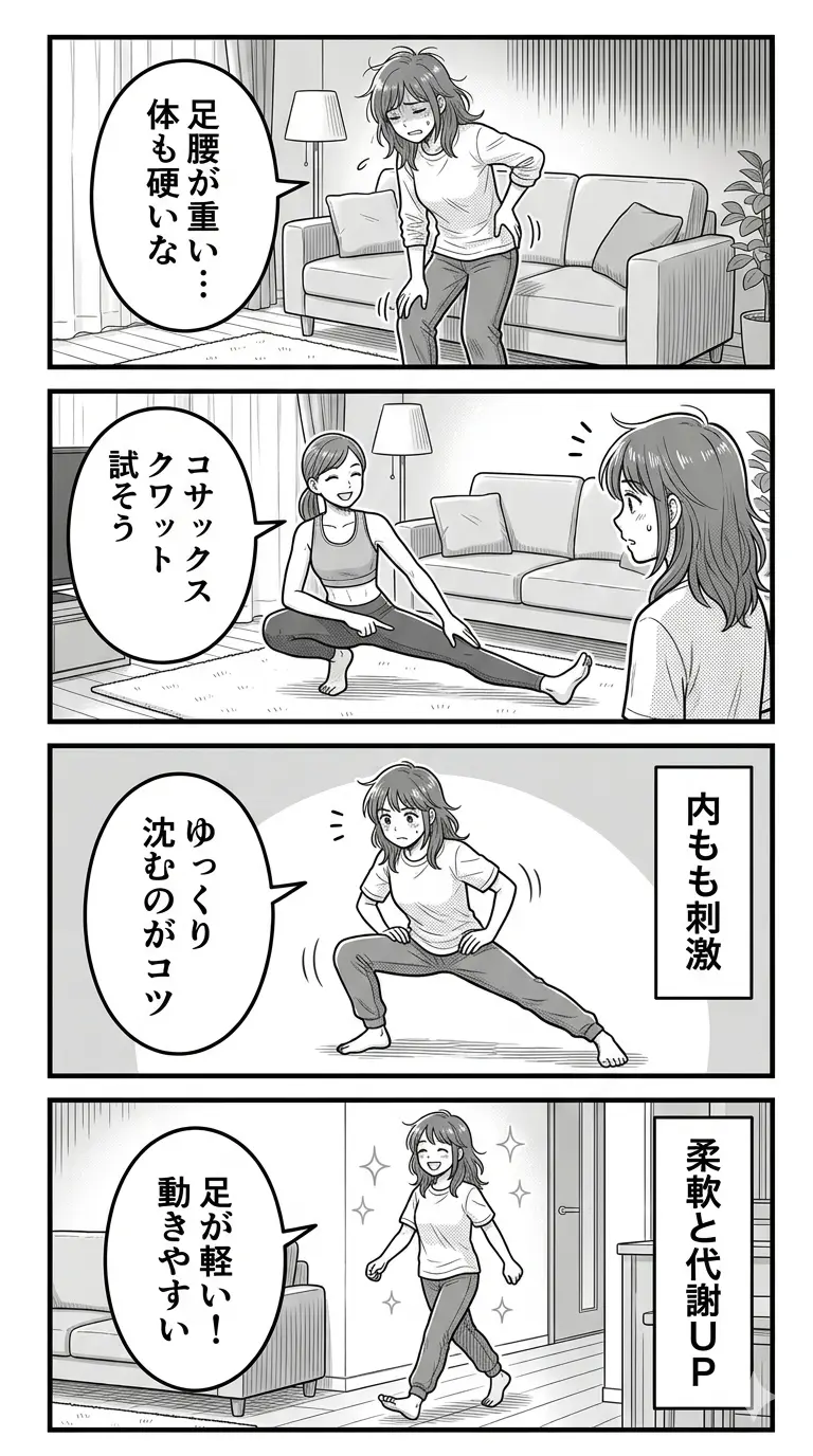 コサックスクワット4コマ
