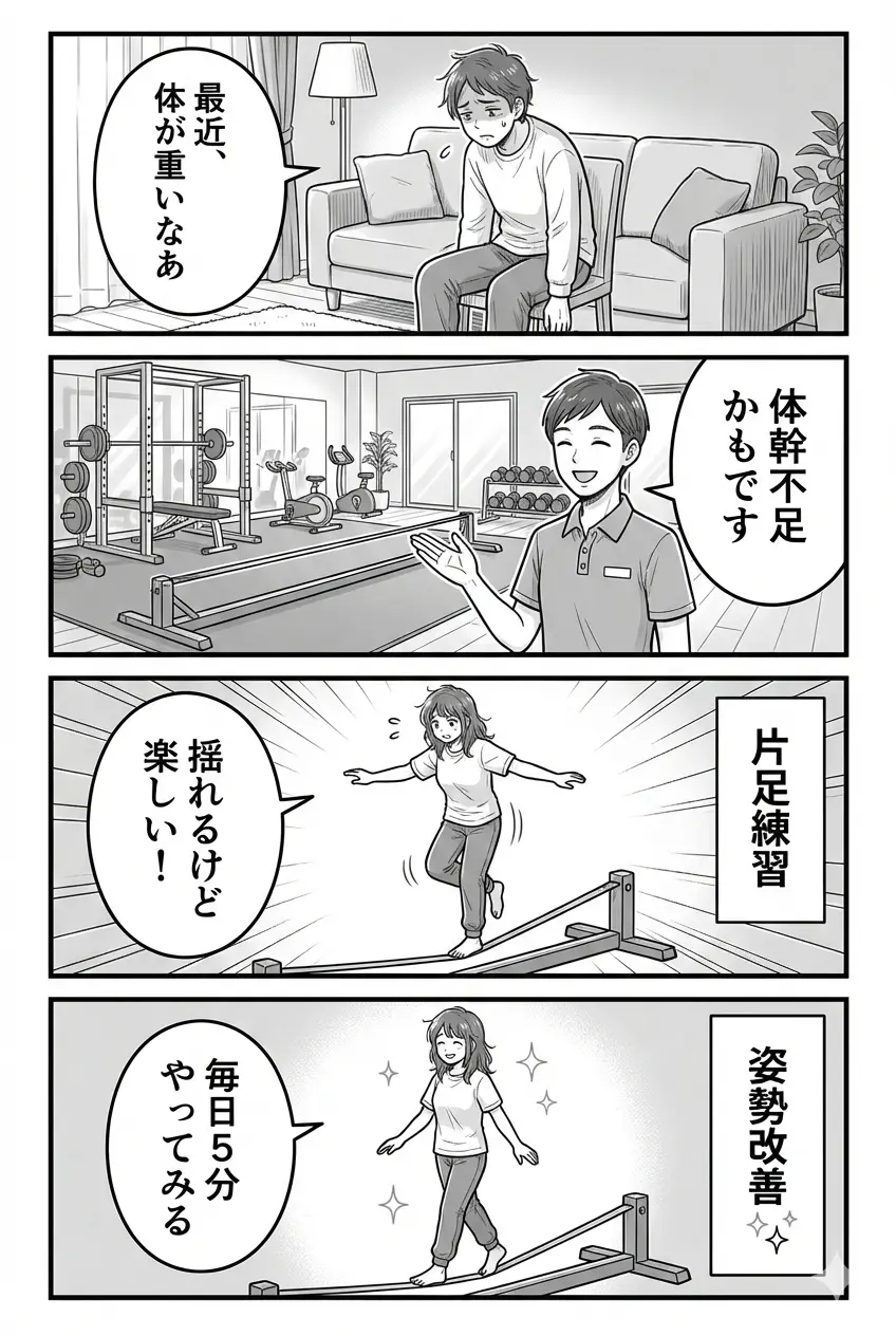 スラックライン4コマ