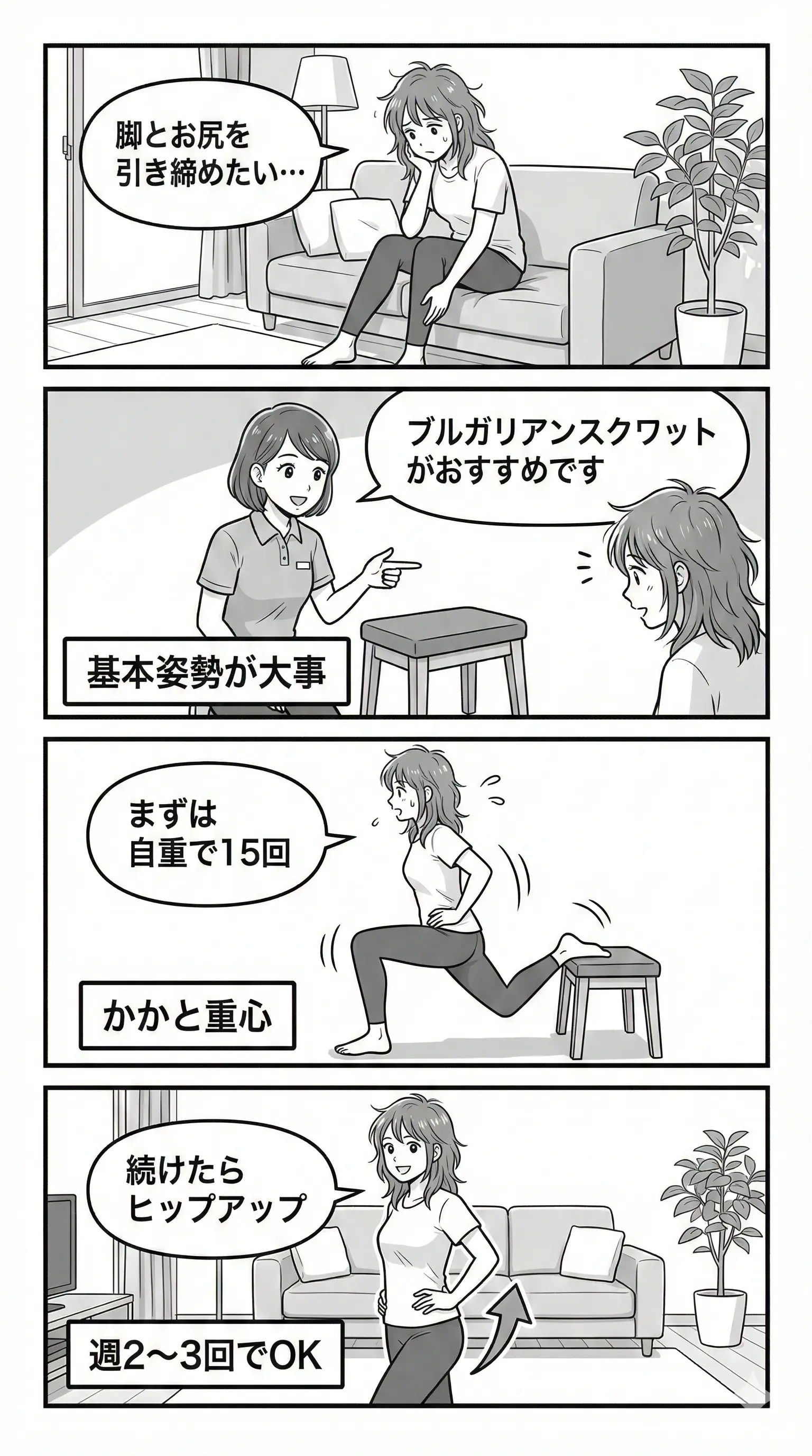 ブルガリアンスクワット4コマ