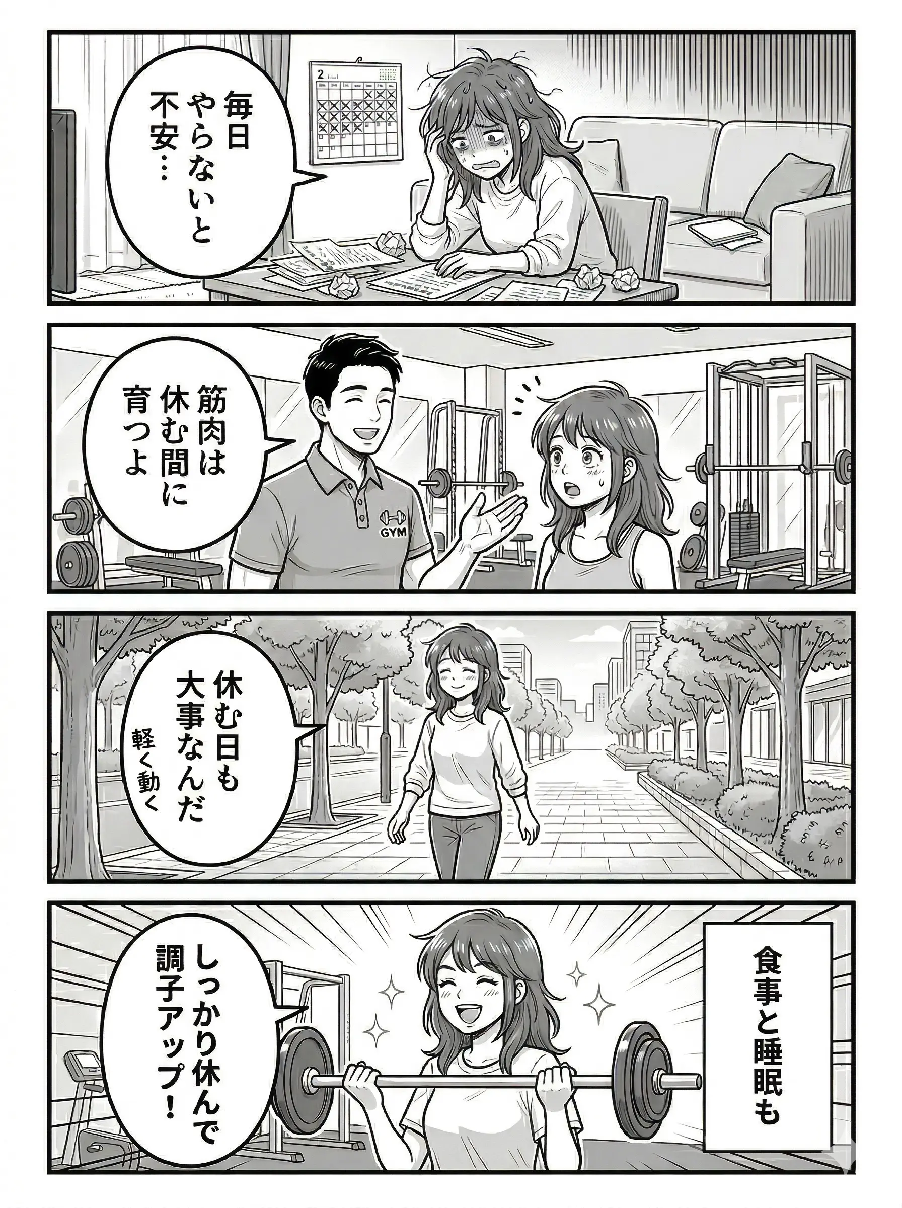 筋トレ休息日4コマ