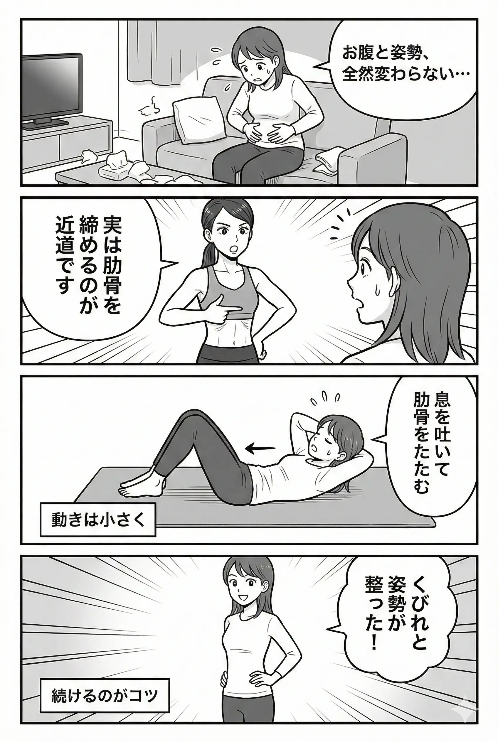 肋骨クランチ 4コマ漫画